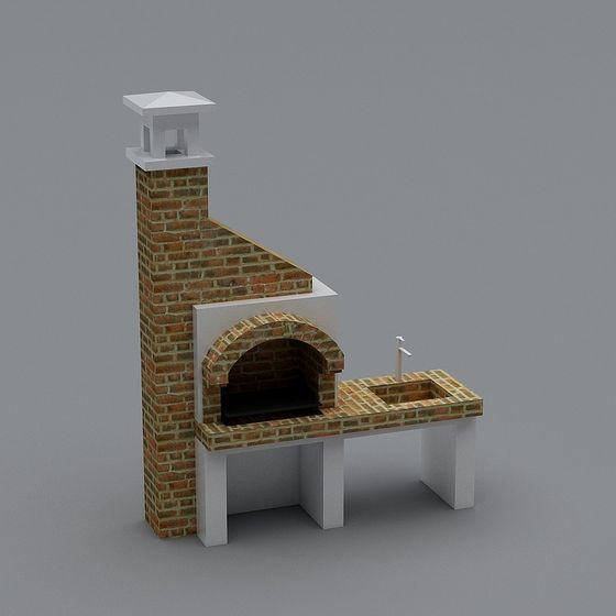 Charming Brick Outdoor Grill 3D Model