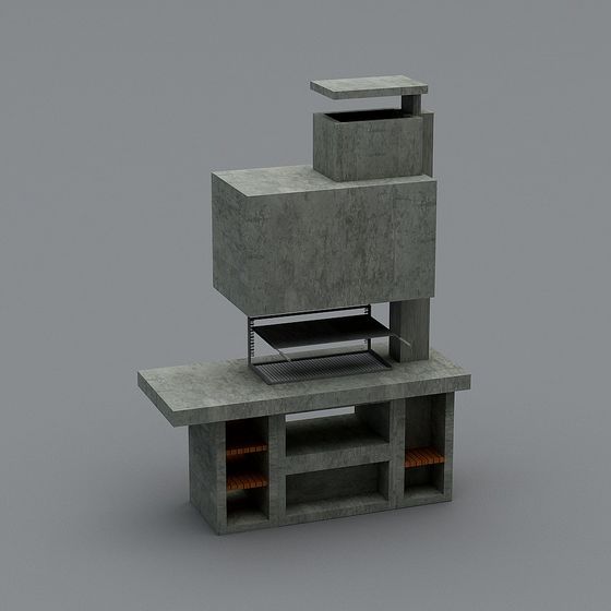 Modern Low-Polygon Outdoor BBQ Grill 3D model