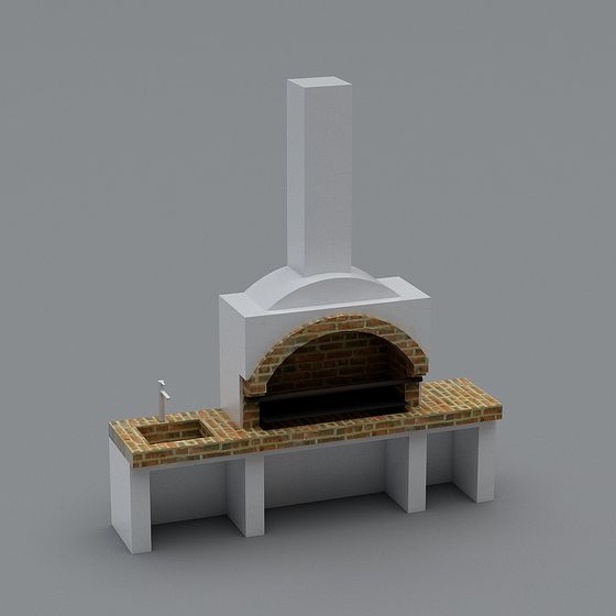 Rustic Brick BBQ Oven 3D model