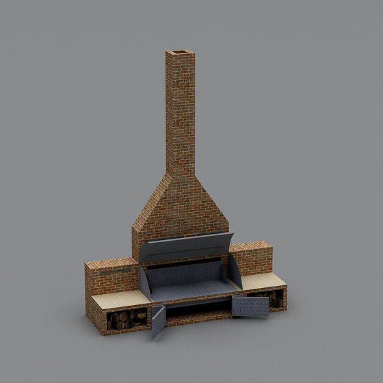 Vintage Brick Barbecue Grill 3D model