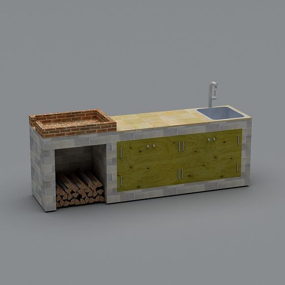 Urban Small Kitchen 3D model for Modern Living