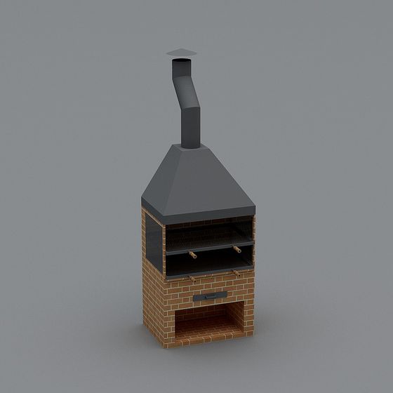 Charming Brick BBQ Oven 3D model