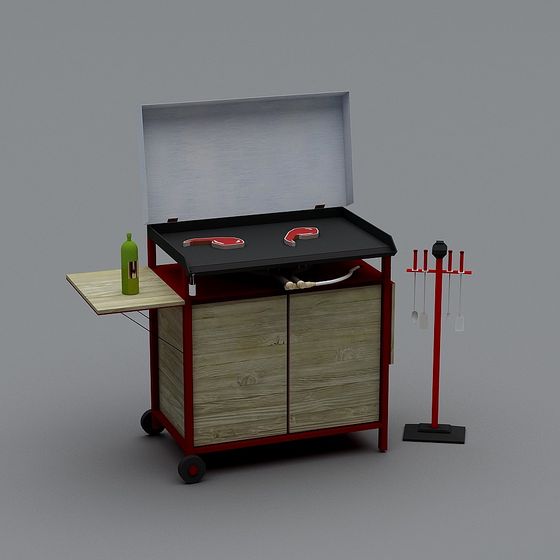 Functional BBQ Cart 3D Model for Outdoor Spaces
