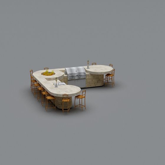 Stylish Outdoor Kitchen 3D model