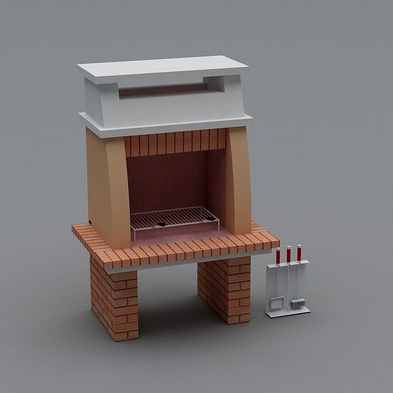 Minimalist Brick Fireplace 3D model