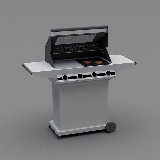 Modern Low-Polygon Outdoor BBQ Grill 3D model