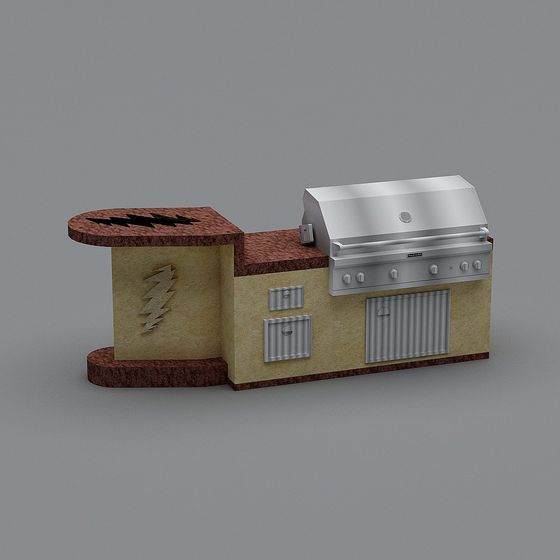 Elegant BBQ Bar 3D model for Outdoor Spaces