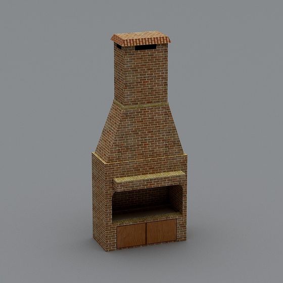 Charming Brick Fireplace 3D model