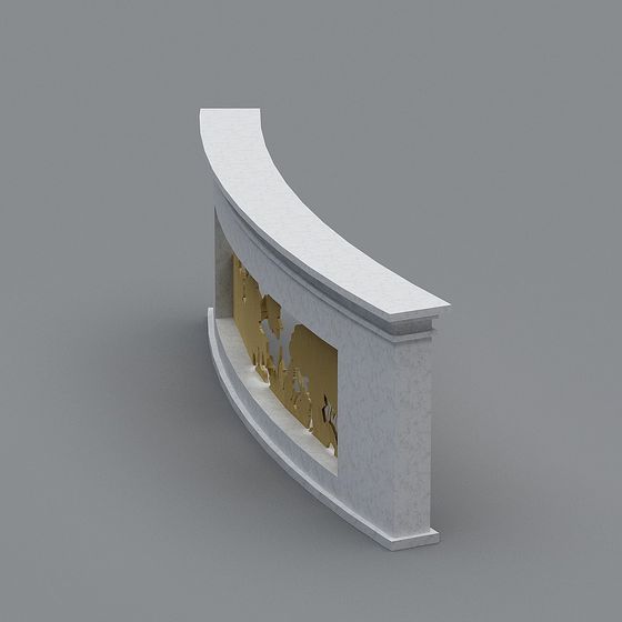 Curved Marble Fireplace 3D model