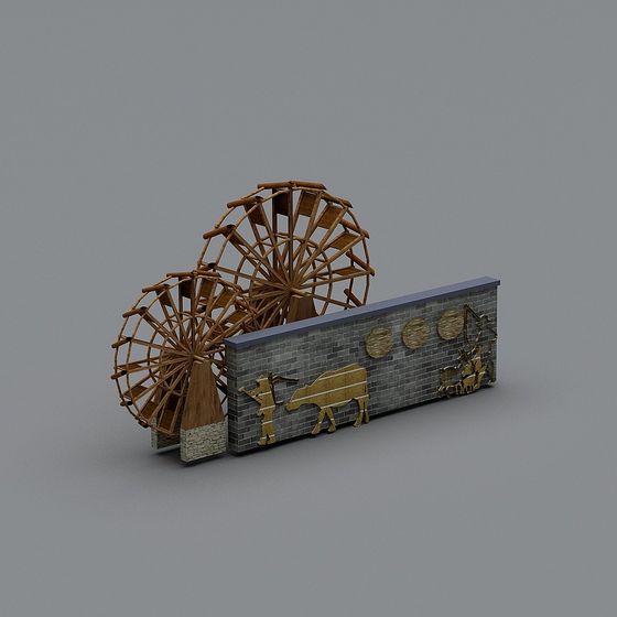 Ancient Waterwheel 3D model