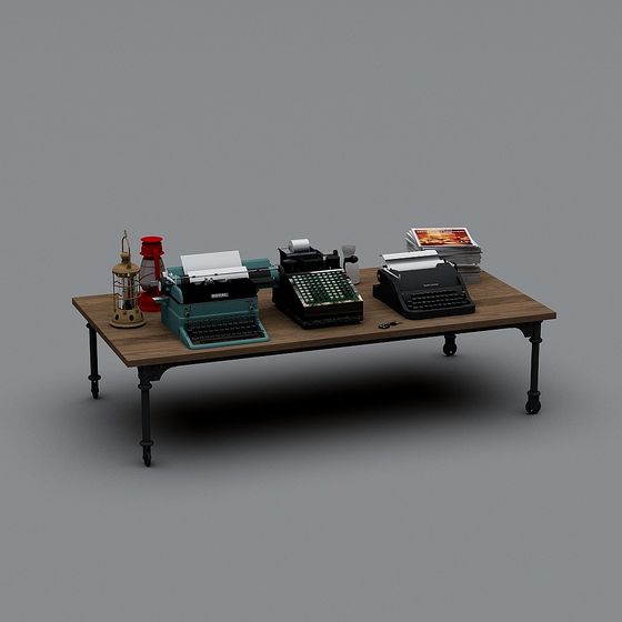 Retro Typewriter Desk Set 3D model for Creative Projects