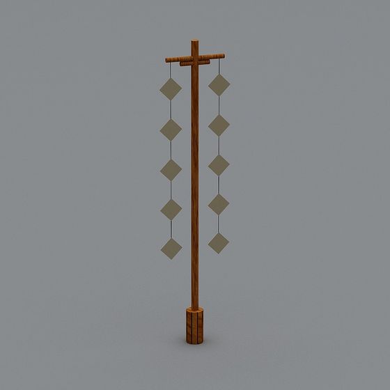 Elegant Low-Poly Wind Chime 3D model