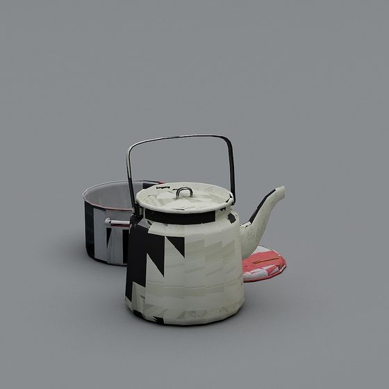 Vintage Teapot 3D Model with Low Poly Design