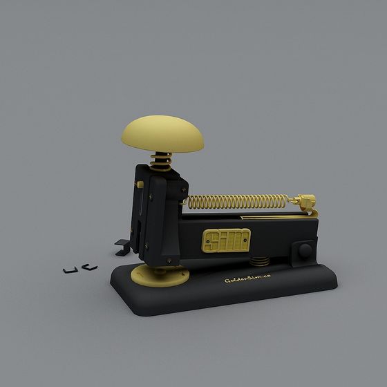 GoldenSimp Stapler 3D model - Retro Elegance