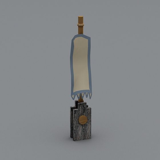 Ancient Wood Sword Low Poly 3D model