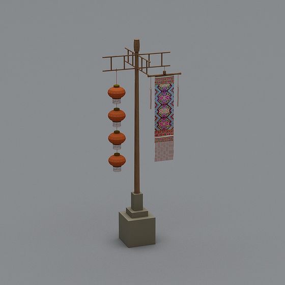 Oriental Lantern Stand 3D model