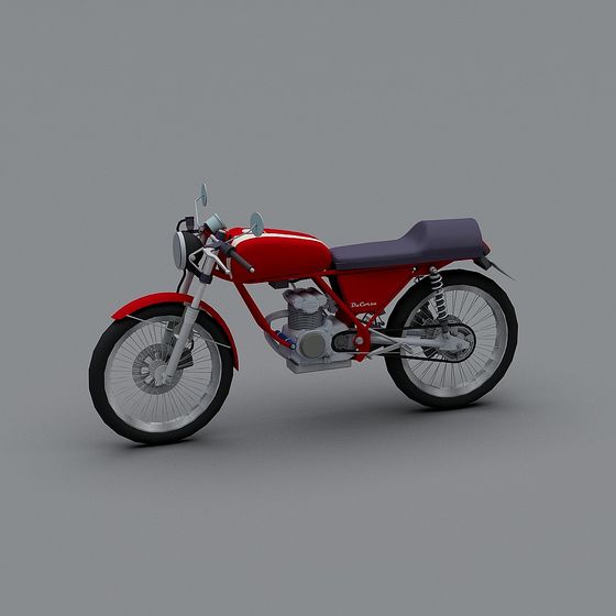 Retro Motorcycle 3D Model with Low Poly Design