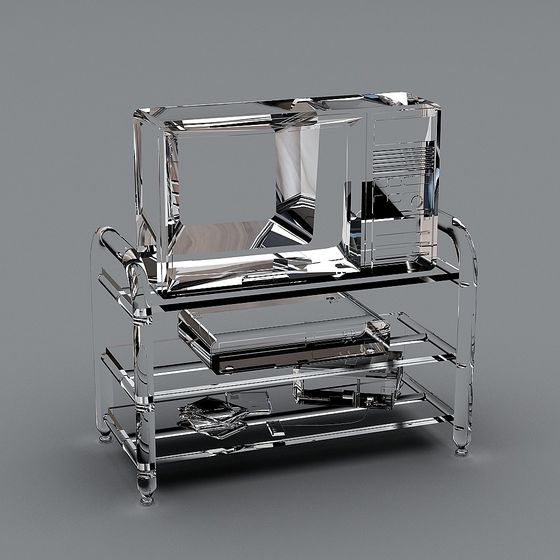 Stylish Transparent Glass TV Cabinet 3D model