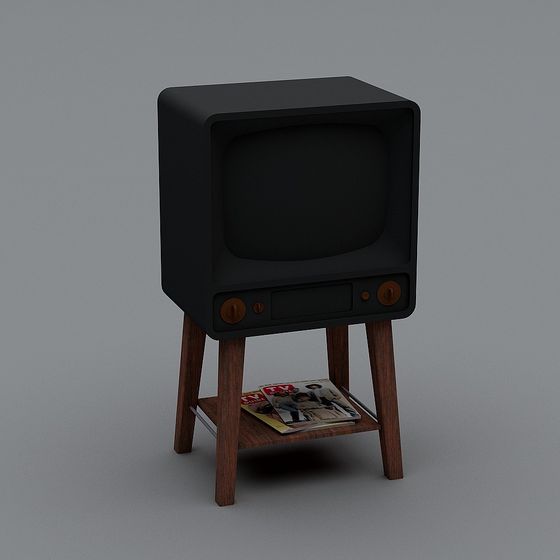 Retro TV Stand 3D model for Nostalgic Interiors