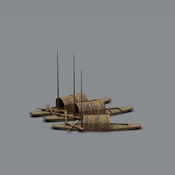 Realistic Bamboo Raft 3D model