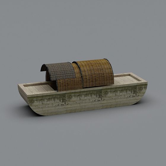 Traditional Bamboo Raft 3D model