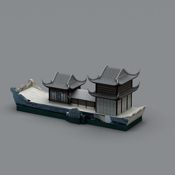 Ancient Elegance Boat House 3D Model