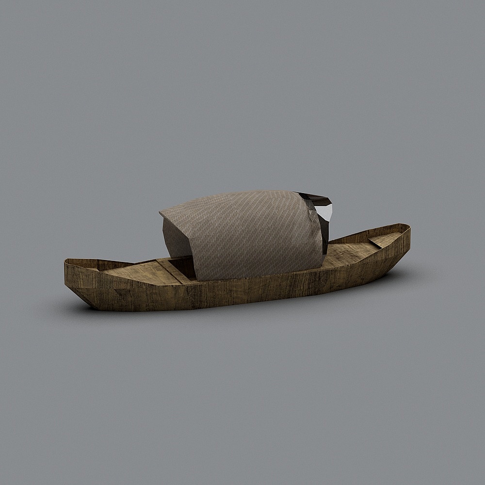 Vintage Wooden Boat 3D model