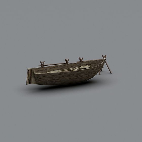 Vintage Wooden Boat 3D model