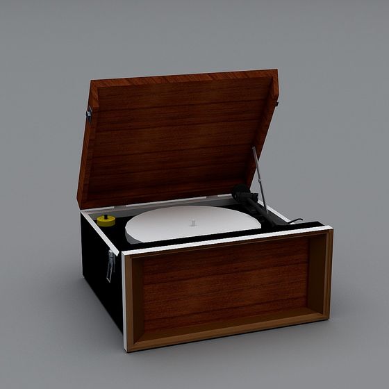 Retro Wood Turntable 3D Model