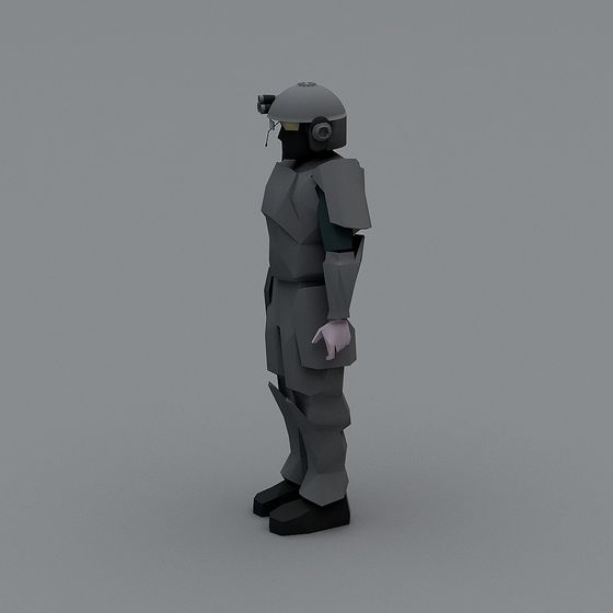 Low Poly Sci-Fi Warrior 3D Model