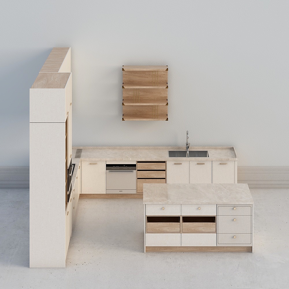 Snowy cabinet island table type new Chinese style