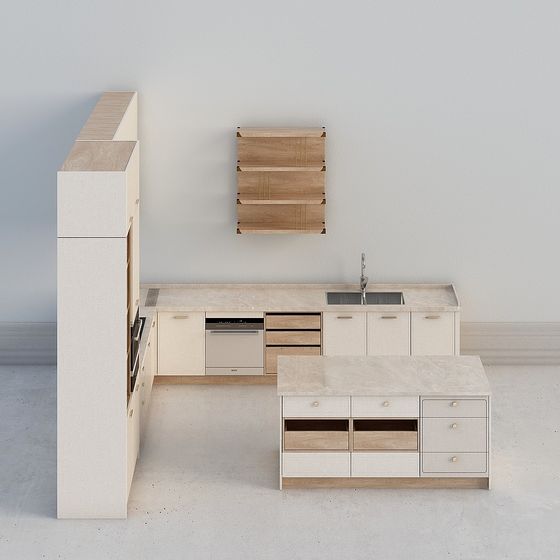 Modern Minimalist Kitchen 3D Model Design