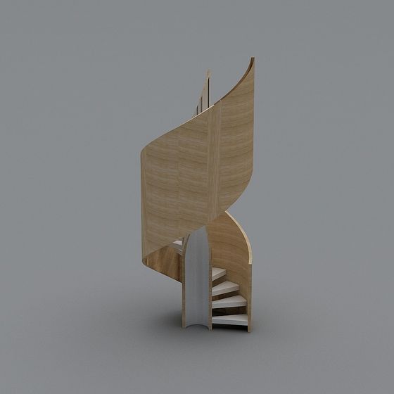 Elegant Low-Poly Spiral Staircase 3D model