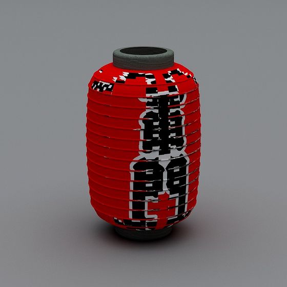 Low-Poly Red Lantern 3D model