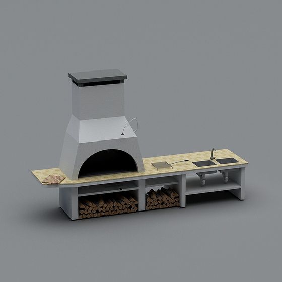 Charming Outdoor Kitchen 3D Model