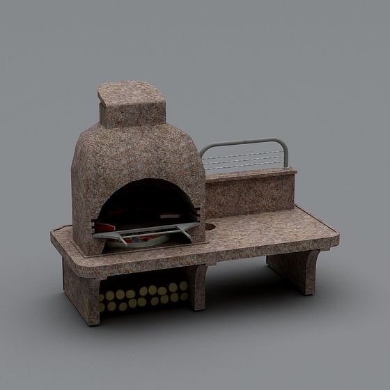Outdoor Stone Oven 3D Model with Realistic Details