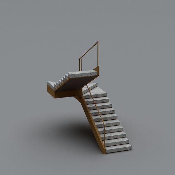 Elegant Low-Polygon Staircase 3D model