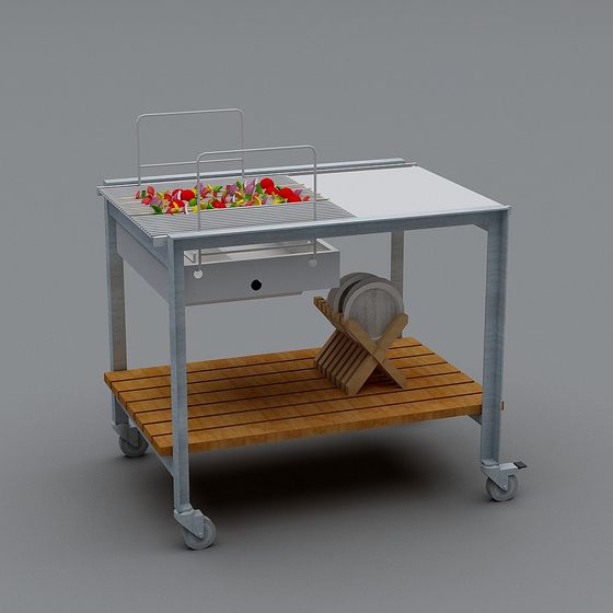 Mobile Kitchen Island 3D Model for Modern Kitchens