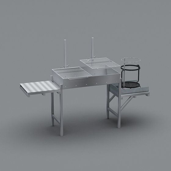 Futuristic BBQ Grill 3D model with Industrial Aesthetics