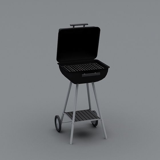 Stylish Low-Poly BBQ Grill 3D Model