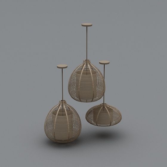 Stylish Low Poly Suspension Light Series 3D model