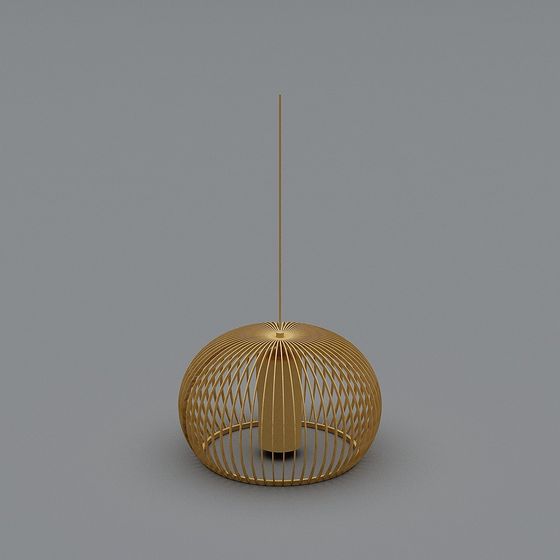 Stylish Low-Poly Golden Pendant Light 3D model