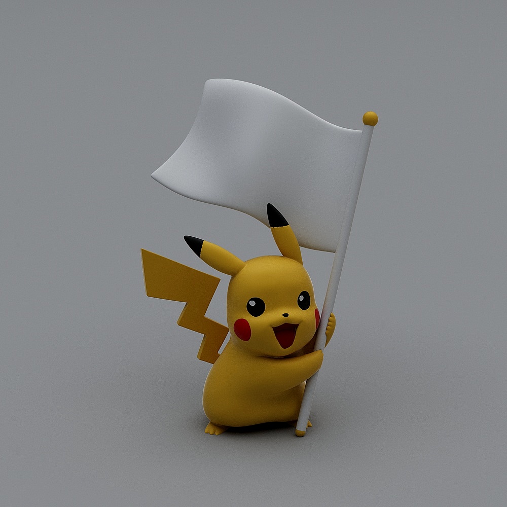 Vibrant Pikachu 3D model - Low Poly Design