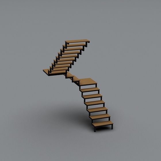 Low-Poly Modern Staircase 3D model