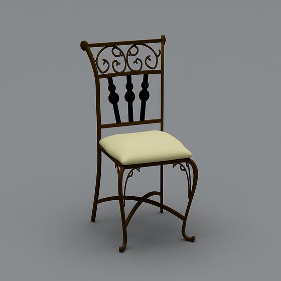 Vintage Wrought Iron Chair 3D model