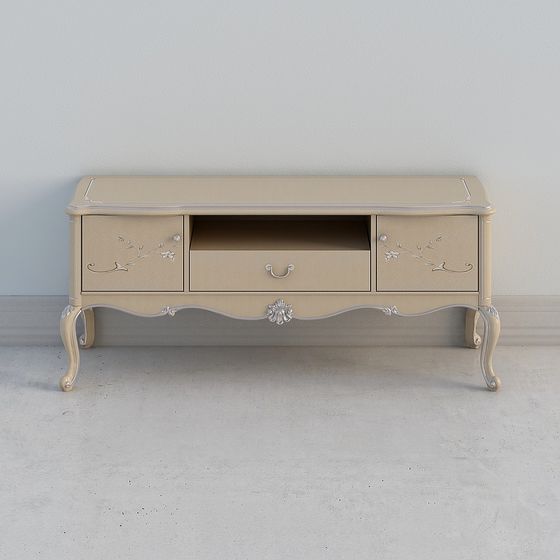 Elegant Low-Poly High-Detail TV Cabinet 3D Model