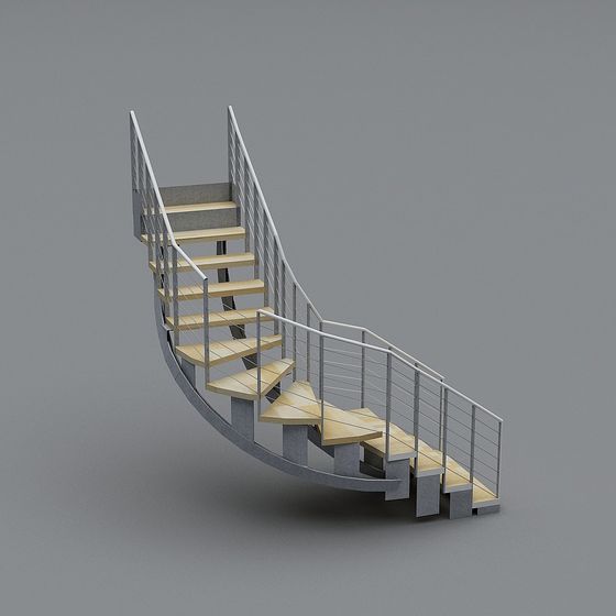 Elegant Low-Poly High-Detail Staircase 3D model