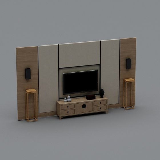 Stylish Low-Poly TV Wall 3D Model for Modern Homes