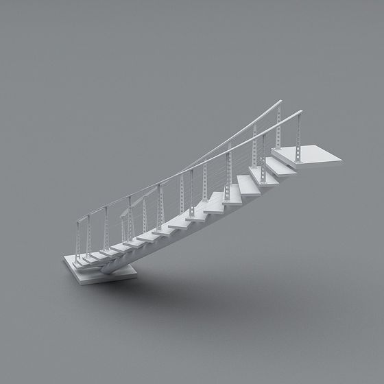 Sleek Low-Poly Staircase 3D model