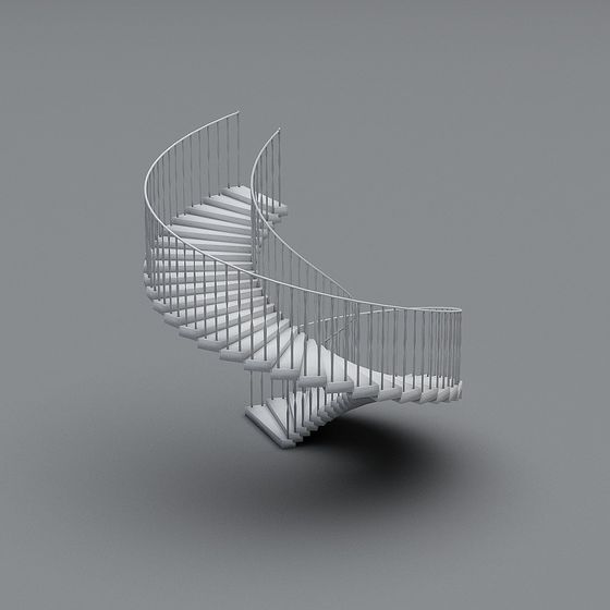 Sleek Low-Polygon Spiral Staircase 3D model